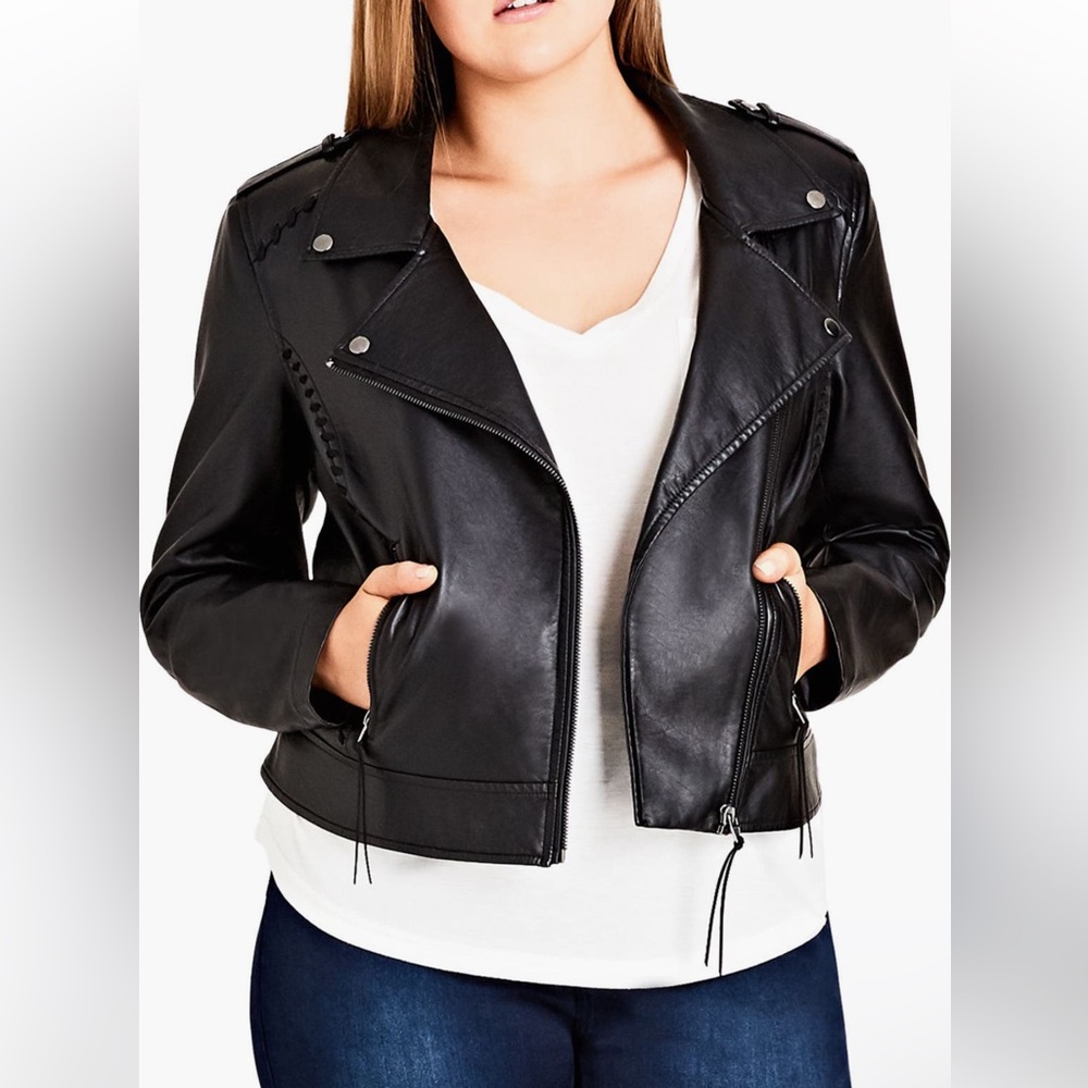 City Chic Whipstitched Biker Jacket